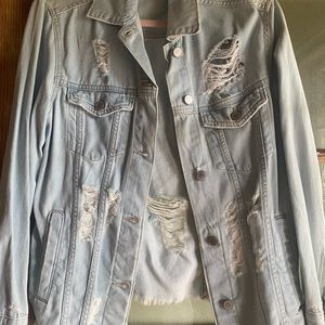 H&M RIPPED JEAN JACKET